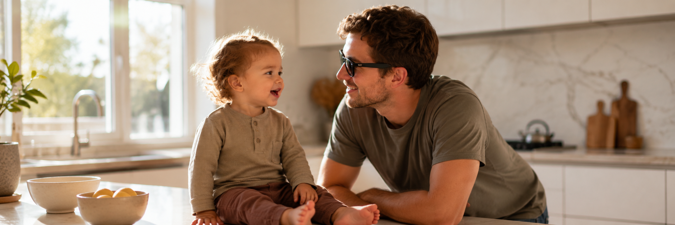 Parent wearing Nurbl glasses engaging with their toddler